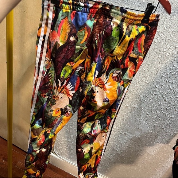 adidas Pants - Adidas Multicolor Parrot Print Slim Joggers with Pockets.